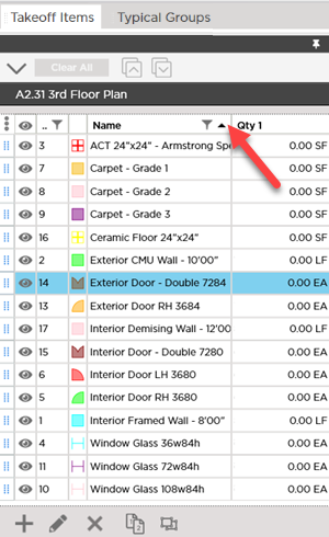 Conditions Pane sorted by Name, ascending order