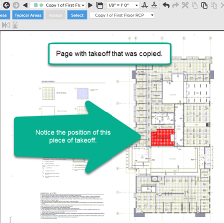 pasting on new page occurs exactly where original takeoff was located
