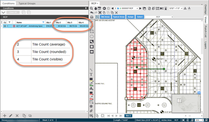 Takeoff Tab with Typical Groups Pane highlighted