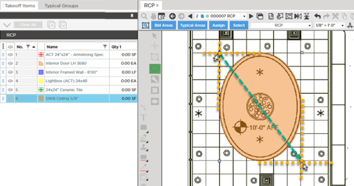 elliptical area takeoff