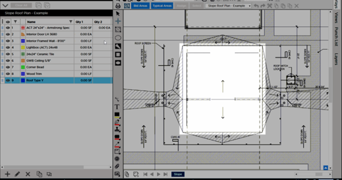 when drawing slope, each section that runs in a different direction must be drawn separately