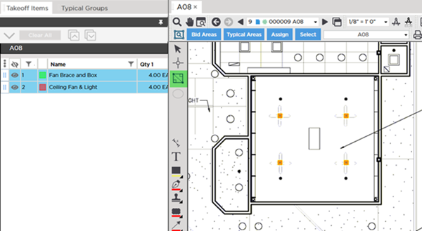 Multi-Condition Takeoff - multiple counts as rectangle - drawn