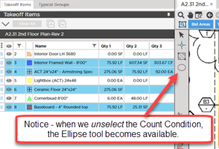 multi-condition no counts make elliptical takeoff tool available