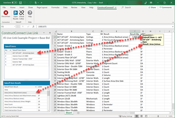 Cell comment showing linked Result