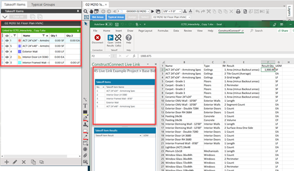 CCTO Takeoff Items showing in Excel