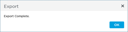 Notification that saving the export is complete, when you click OK, Excel will launch.