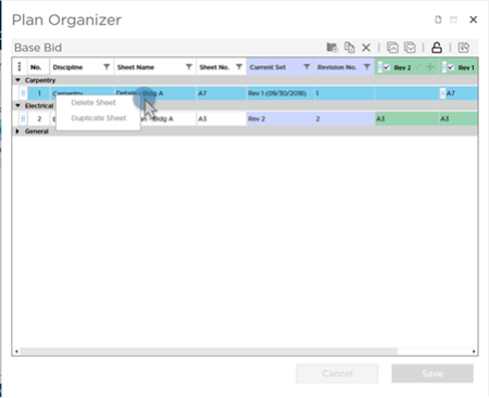 Plan Organizer Page context menu