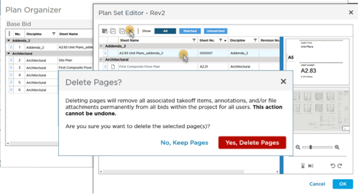 Plan Set Editor - deleting a Unique Plan