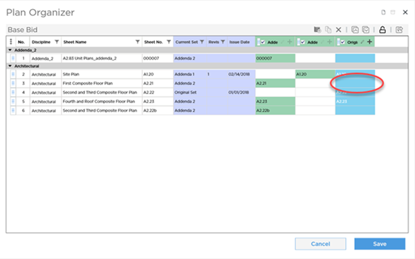 Plan Organizer setup to show several Plan Sets and several Plans and Sheets