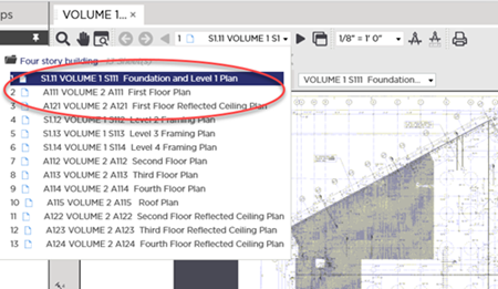 Takeoff Tab Sheet Navigator drop-down is updated when you change the order of Sheets in the Plan Organizer