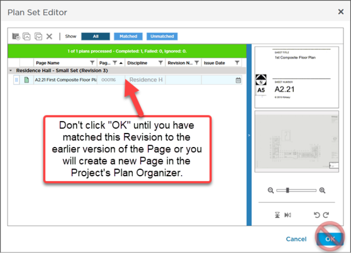 Plan Set Editor showing two new Plans