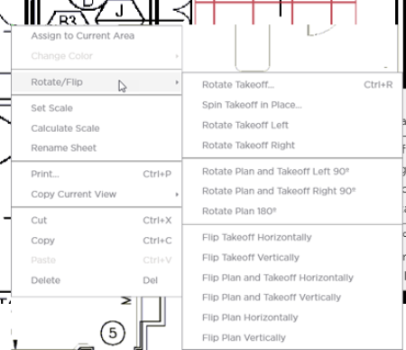 Rotate and Flip takeoff context menu