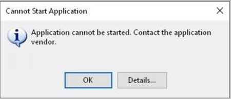 Windows Cannot Start Application error message