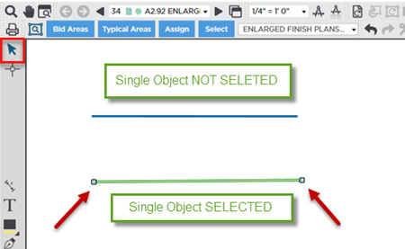 Single takeoff object selected and highlighted