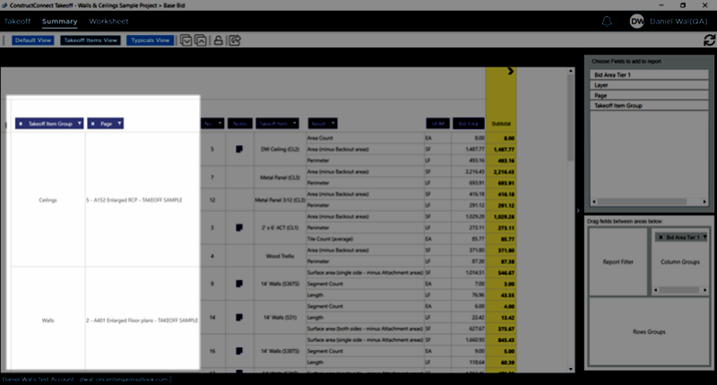 Additional columns are added to the left of the existing (Default) columns