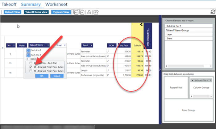summary tab filtered by a non-unique column