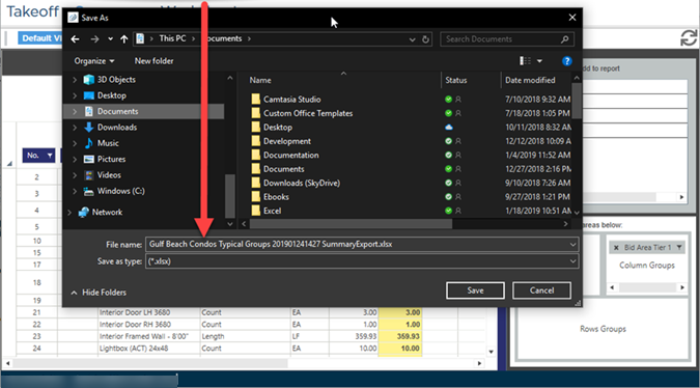 Exporting Summary Tab to Excel - Save as dialog box