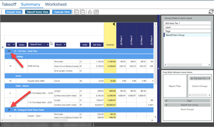grouping the Summary Tab by a Rows - second grouping