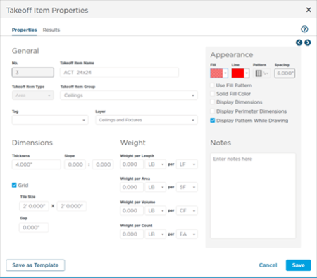 an Area Condition Properties dialog box