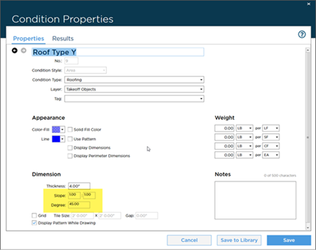 area condition properties - slope