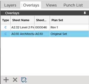 Overlay Pane shows all non-revision Overlays