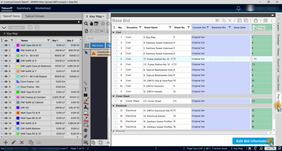 Click the Plan Organizer tab to open the P.O. from Takeoff Tab