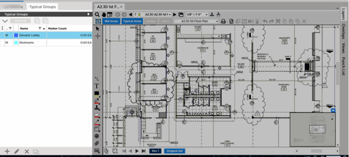 Takeoff Tab with Typical Groups Pane highlighted