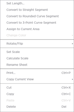 context menu - takeoff window linear takeoff object