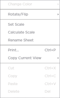 context menu - takeoff window