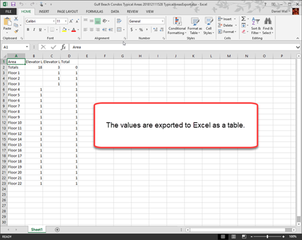 typical areas dialog box export grid to excel
