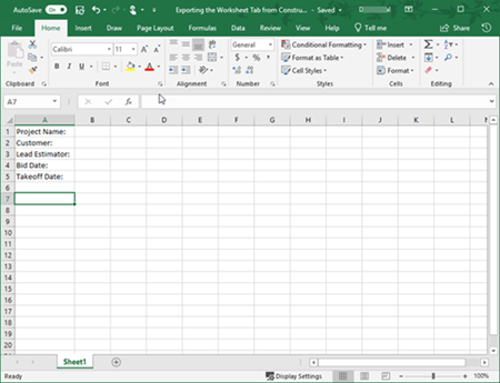 Excel spreadsheet setup for receiving exported bid data