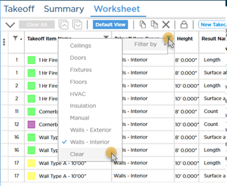 filtering the Worksheet Tab by column header