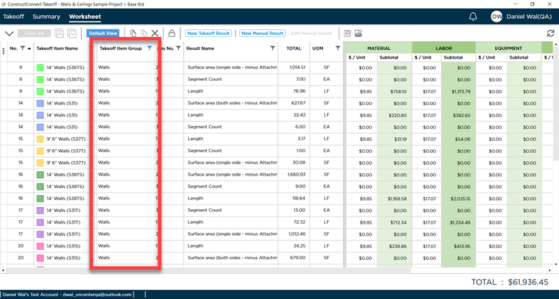 filtering the Worksheet Tab by column header