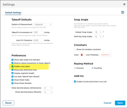 Settings - Enable Color Plans