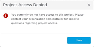 ConstructConnect Platform Project Access Denied message box