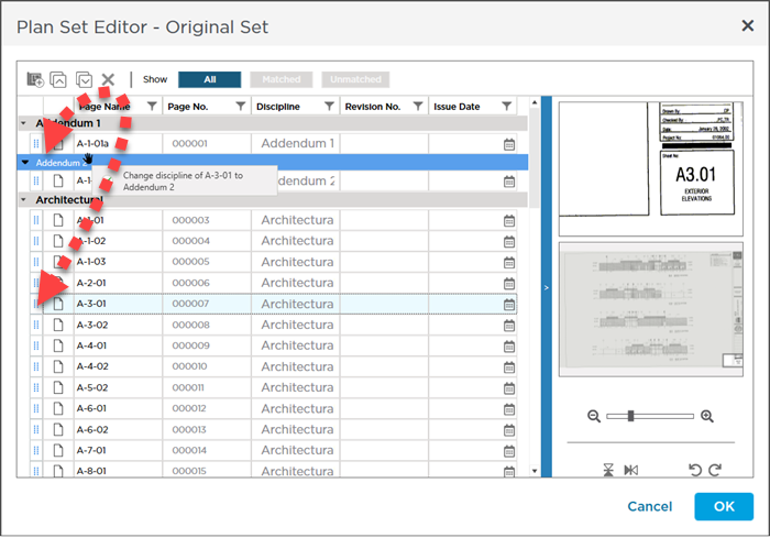 Drag n Drop in the Plan Set Editor to change Discipline