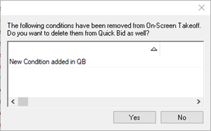Prompt to remove Conditions that don't exist in Takeoff
