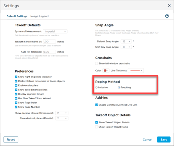 Settings - Roping Method