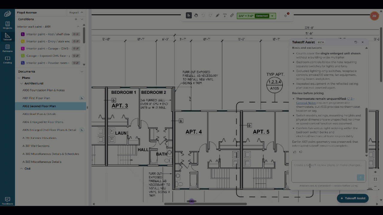 ConstructConnect Takeoff Takeoff Assist drawing annotations
