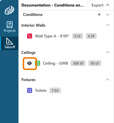 ConstructConnect Takeoff Show-Hide Condition's takeoff toggle