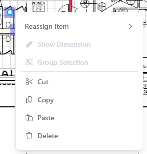 Area Takeoff object context menu