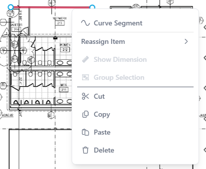 Area Takeoff object context menu