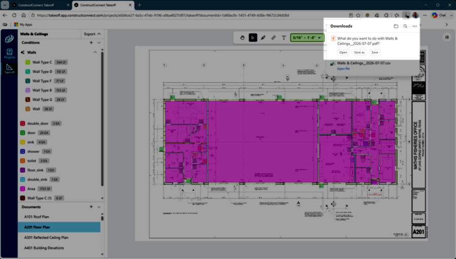 use the dimension tool for a quick  linear measurement that does not affect takeoff quantities