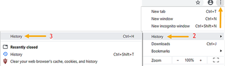 Chrome browser history tab