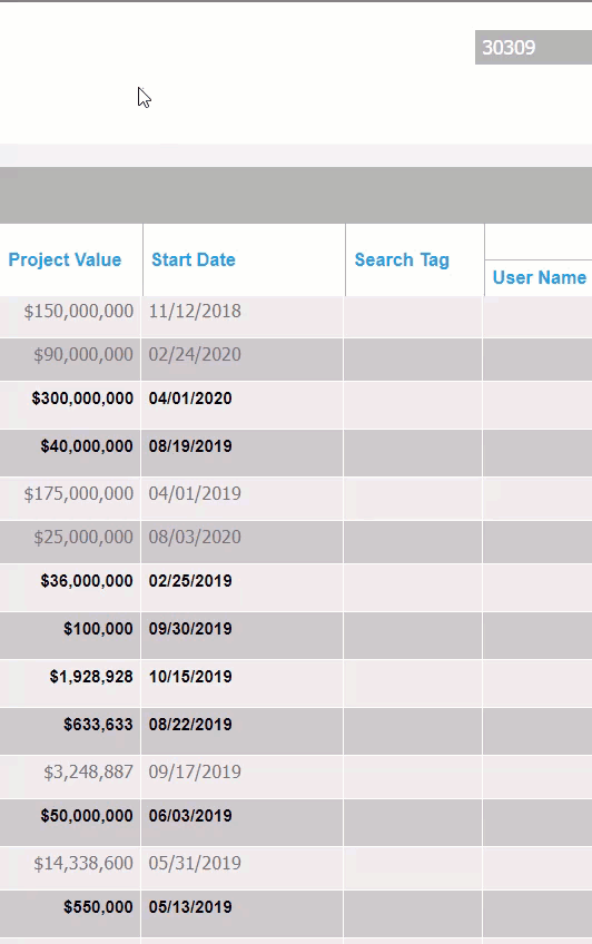 ConstructConnect Leads selecting which columns to show