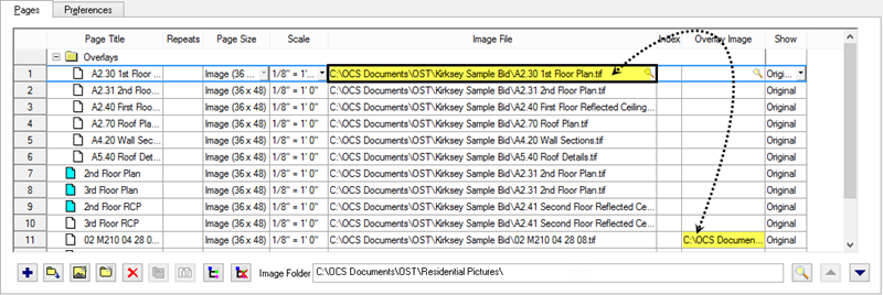Cut and paste each overlays image file path and name to the overlay column