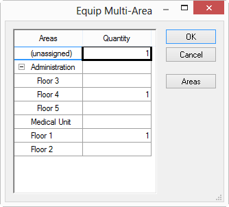 Use the Multi-Area dialog box to spread out quantity across multiple Bid Areas