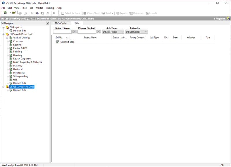 Armstrong database shown in Bid Navigator