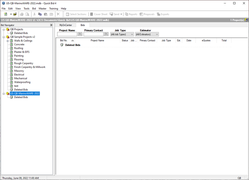 MarinoWARE database shown in Bid Navigator