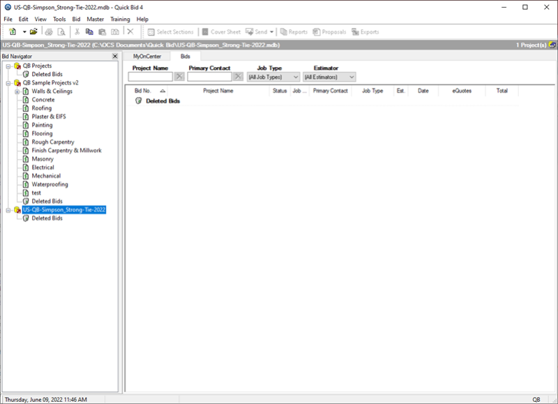 Simpson Strong-Tie database shown in Bid Navigator